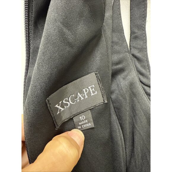 New Xscape Size 10 Black Rhinestone Embellished Cocktail Formal Gown Dress Maxi - Picture 12 of 13